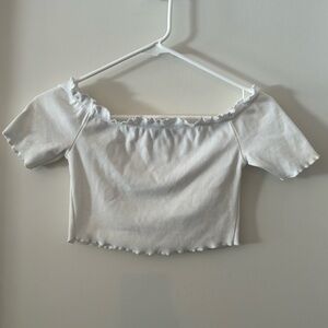 SHEIN Ribbed Off-The Shoulder Crop Tee